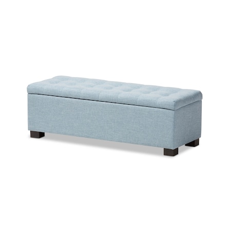 Baxton Studio Roanoke Blue Upholstered Grid-Tufting Storage Ottoman Bench 128-7048